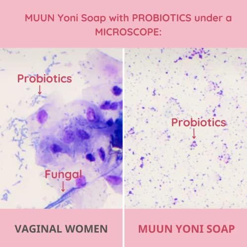 Muun Yoni Soap Bar - Pack 3 Ph Balance Probiotics & Natural Ingredients - Gentle Cleansing Formula Eliminates Odor Vaginal Health - Feminine Wash - Moisturizing Intimate (Rose) #TOP2