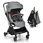 GOPLUS Klappbarer Kinderwagen, Hohe Aussicht Buggy mit 360°Drehbarem Sitz, Verstellbare Rückenlehne, 5-Punkt-Gurt, Stoßdämpfende Räder, Aluminium-Rohrrahmen, Sportwagen für 0-3 Jahre (Grau)