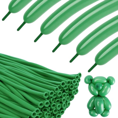 Image of Twisting Balloons - Dark Green 260 Long Balloons for Birthday Party & Even | Dark Green long balloons for animal figures & making balloon shapes, flexible & easy to twist into shapes, thick latex mater