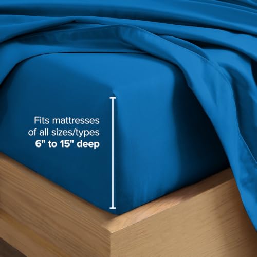 Bare Home Sheet Set - 1800 Ultra-Soft (Split Head Flex King, Medium Blue) by Bare Home - Used condition - Image 6