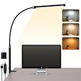 Voncerus LED Desk lamp with Clamp, Eye-Caring Clip on Lights for Home Office, 3 Modes 10 Brightness,...
