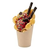 Bio Tek 12 Ounce French Fry Containers, 100 Disposable Charcuterie Cups - Incline Design, Round, Kraft Paper French Fry Cups, Stackable, For Waffles, Chips, or Popcorn - Restaurantware