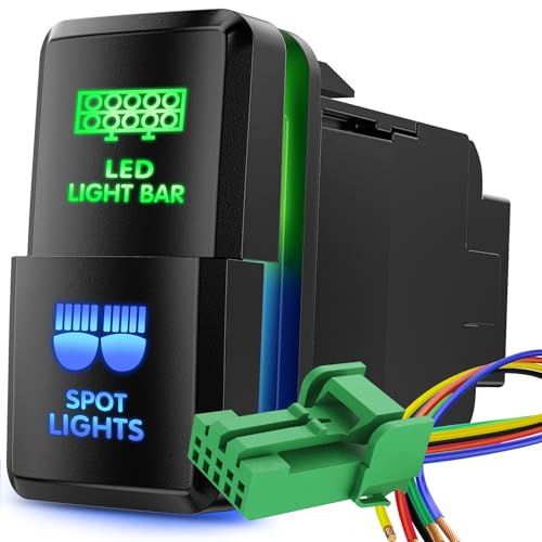Nilight LED Light Bar & Spot Lights Dual Push Button Switch 12V ON Off Switches with Connector Wire Kit 1.54" x 0.83" Replacement for Toyota Tacoma Tundra 4Runner FJ Cruiser Hilux Fortuner by Nilight - Used condition - US$11.97