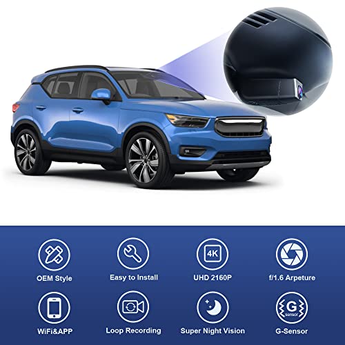 Fitcamx 4K Dash Cam Suitable for Volvo XC40 & XC40 Recharge B4 B5 T4 T5 P8 (Model B), Integrated OEM Look, Ultra HD 2160P Video, Loop Recording, Built-in WiFi & APP, G-Sensor, Plug&Play, 64GB Card by FITCAMX - Used condition - Image 3