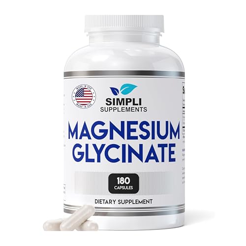 Magnesium Glycinate 400mg per Serving High Absorption Gentle on Stomach Supports Sleep Relaxation Muscle Bone & Immune Health Non-GMO Vegan 180 Capsules