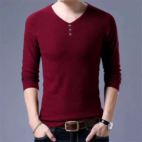 V Neck Street Wear Tops Mens Trending Mercerized Cotton Long Sleeve Fashion Casual Comfortable4