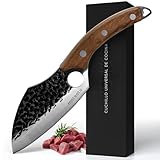 Matsato Cuchillo de Chef Profesional de Acero Damasco, Cuchillo de Cocina Multifuncional, Mango de Madera Ergonómico con Diseño de Agujero para Mejor Control
