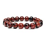 World Wide Gems Biżuteria 10 mm mahoniowa obsydianowa bransoletka, brązowy płatek śniegu, obsydianowa bransoletka, bransoletka z kamieniami szlachetnymi, biżuteria unisex, męska bransoletka z