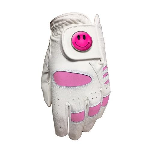 Guante de golf para niña, diseño de pelota sonriente, talla pequeña, color rosa