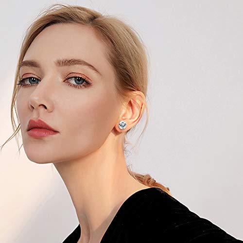 Joerica 4 Pairs Stainless Steel Stud Earrings For Men Women Silver Black Square Earrings Set Mens Earrings Inlaid Cubic Zirconia 9Mm #TOP2