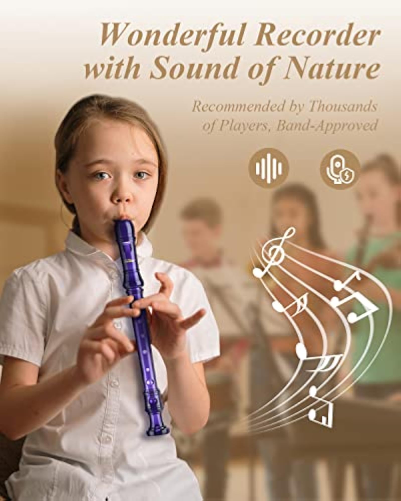 Purple German Soprano Recorder 8 Hole C Key Instrument