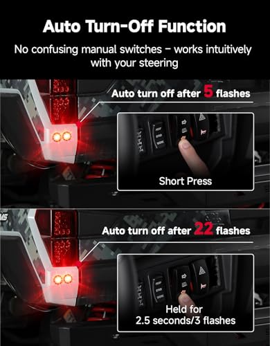 Image of KEMIMOTO UTV Turn Signal Light Kit with 110D Horn, UTV ATV Blinker with Rocker Switch Compatible with Polaris, Can-Am, Teryx, CFMOTO (4 Amber & 4 Red Light, with Horn & License Plate Holder)