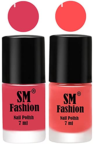 Image of Long Lasting Nail Polish | Nail Paint Combo 7 ml Each) - Set of 2 Rose-Peach Pink