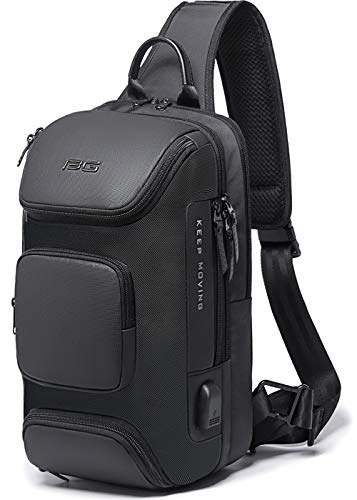 YUCG ボディバッグ メンズ 斜めがけ 大容量 ワンショルダーバッグ 防水 USB充電ポート 肩掛けバッグ iPad収納可能 通勤(ブラック A)