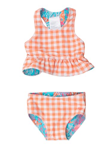 Image of RuffleButts Baby /Toddler Girls UPF50+ Sun Protected Reversible Peplum 2 Piece Sleeveless Tankini