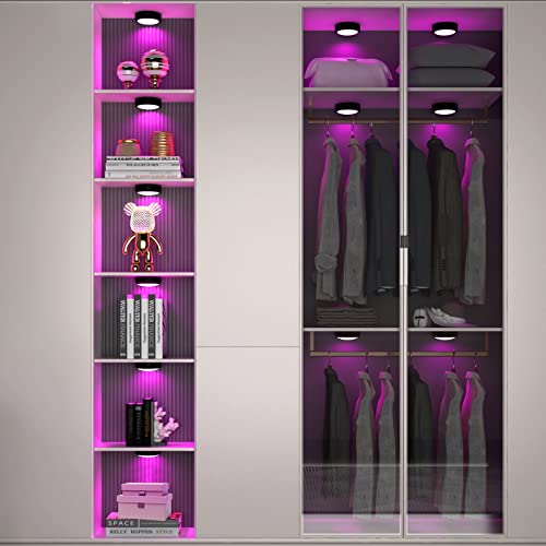 Swesara Battery Operated Push Lights Stick On, 16 Colors Changeable New Upgrade Black Dimmable Battery Powered Puck Lights With Wireless Remote For Under Cabinet, Classroom Closet Or Bedroom(3 Pack) #TOP3