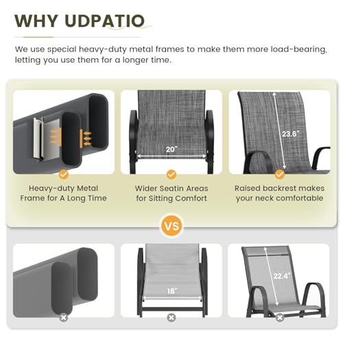 Image of UDPATIO Patio Chairs Set of 6, Stackable Outdoor Dining Chairs with High Back, Breathable Textilene Fabric Outdoor Chair All Weather, 350LBS Capacity for Garden /Backyard (Dark Grey)