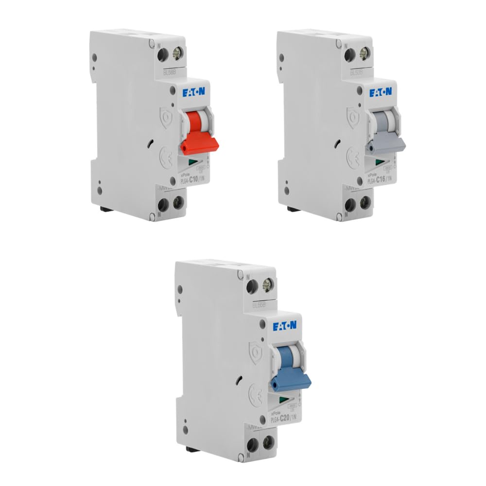 EATON - Lot De 6 Disjoncteurs Modulaires Ph+N – 2×10A, 2×16A, 2×20A