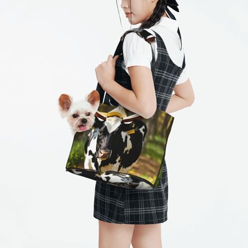 Sac de transport pour petits chiens imprimé vache pour sorties
