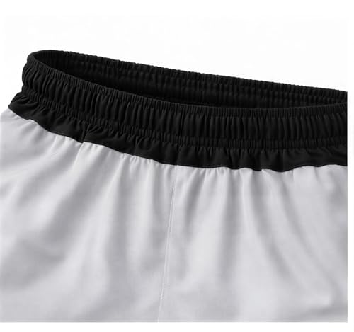 Image of Men's Athletic Shorts, Black and Grey Color Block Sports Shorts with Elastic Waistband