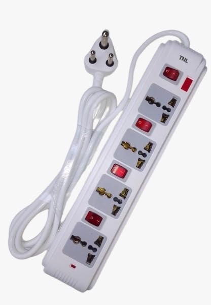Quadro Surge Protector/Spike Guard/Extension Board with Single Master Switch, 4 Universal Sockets, 230 V ~ 4500Amps, BIS Certified 2 Mtr Cord, Automatic Overload Protection.- White-image-1