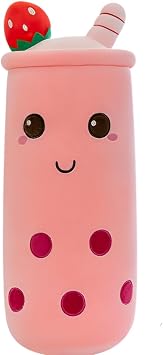 16-Inch Pink Bubble Tea Plush Pillow Soft Stuffed Toy Gift