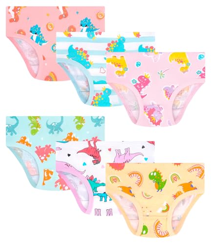 Girls and Toddlers 100% Cotton Underwear Tagless Soft Panties Size 2-3T,4-5T,6,8,10,12 (6-Pack)