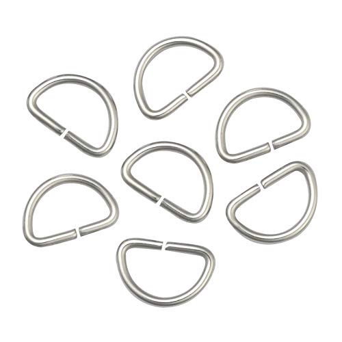Airssory 50 Pcs 304 Stainless Steel D Rings Buckle Clasps Metal Buckles for Webbing Hand Bags Leather Craft Hardware Bags Ring Hand DIY Accessories - 14mm(0.55 inch)