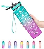 Fidus 32oz Motivational Water Bottles with Times to Drink & Straw,Leakproof BPA Free Bottle with Time Marker to Ensure You Drink Enough Water Daily for Fitness, Gym and Outdoor Sports
