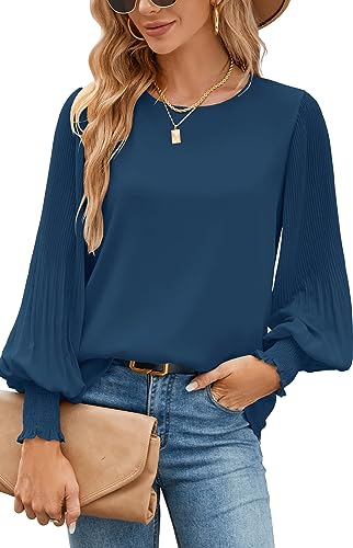 Damen T-Shirt Elegant Mit Gradient Print - Langarm Square Neck Bluse