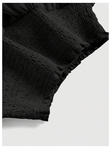 GORGLITTER Women's Ruffle Mini Skirt Tiered Smocked High Waist A Line Flowy Skirts3