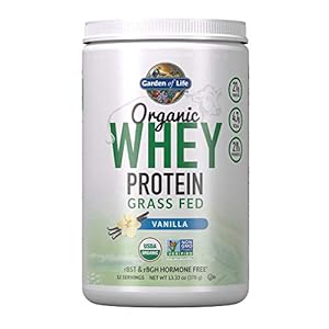 Garden of Life Grass Fed Whey Protein Powder Vanilla – 21g Protein for Women & Men + Probiotics – 12 Servings – Gluten Free, Non GMO, Kosher, Humane, RBST & rBGH Hormone Free