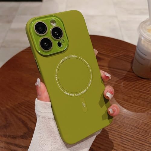 Housse de charge sans fil iPhone 14 Plus, style minimaliste vert clair pour le quotidien