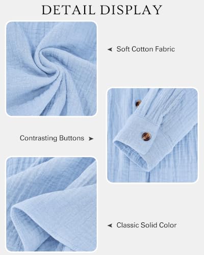 Image of NOLLSOM Casual Shirts for Women Long Sleeve Button Down Blouses Fall 2026 Solid Color Trendy Tops with Pocket