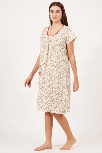 Image of Breezly Woman's Long Short Calf Length Pure Cotton Nighty