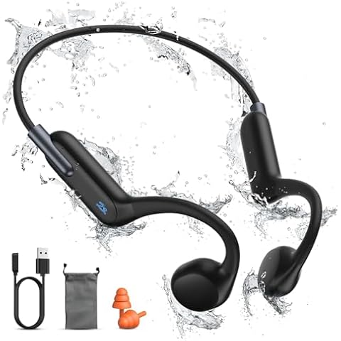 Rumatas Bone Conduction Headphones, Wireless Open-Ear Headphones, Newest Bluetooth 5.3 with Mic - MP3 Play Built-in 32GB Memory, IPX8 Waterproof Updated Sports Headphones for Workout Swimming Running Cover
