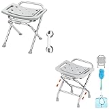 UGarden Folding Shower Chair Seat, 17.5" Stainless Steel Small Shower Chair for Inside Shower with Pad, 400lbs Portable Travel Shower Stool, Safety Anti-Slip Bath Chair for Seniors, Disabled, Gray