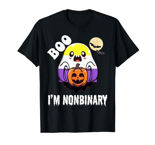 Lustige LGBT Enby Homosexuell Halloween Ghost Boo I'm Nonbinary Flagge T-Shirt