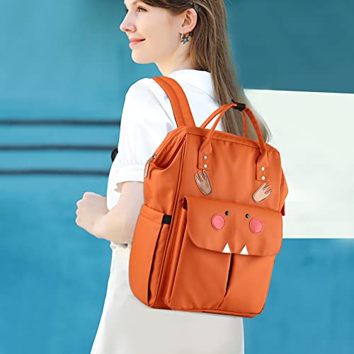 SONARIN Stylish Large Capacity Baby Changing Bag Backpack,Multifunctional Waterproof Travel Diaper Bag Nappy Changing Bag with Changing Mat & Stroller Straps for Mom & Dad(Orange) - Image 2
