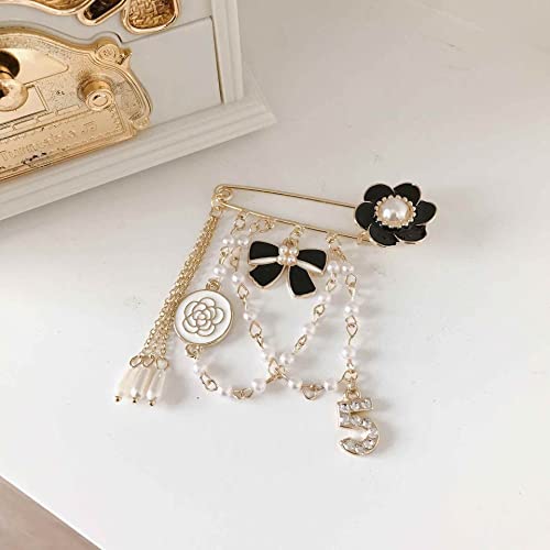 Image of Vintage Imitating Pearl Brooch Number 5 Brooches Pins for Women Fashion Banquet Jewelry