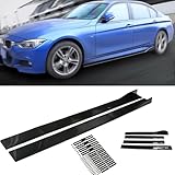 ORIVIN ユニバーサル カーサイドスカート アップグレード 3セクション 78.7インチ カーロッカーパネル サイドスカート ボディキット 拡張スプリットリップ、2個、ブラック