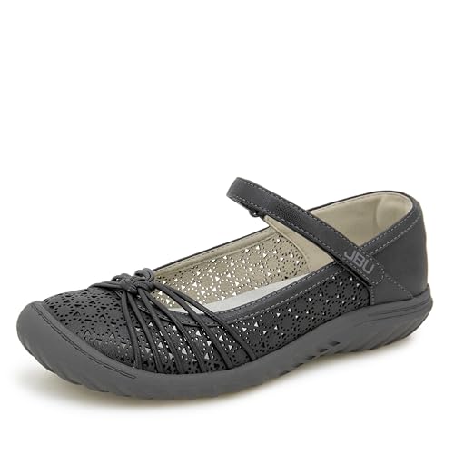 JBU Women's Ramy Mary Jane Flat, Black Shimmer, 8