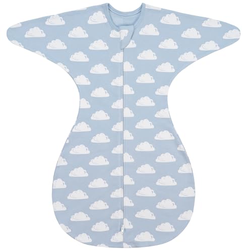 Image of ZIGJOY Swaddle Sleep Sack 6-12 Months, 1.0 Tog Cotton Baby Swaddle Blanket | 100% Cotton - Soft & Breathable & Non-shrink, 2-way Zipper for Easy Diaper Changes, Long Sleeves Allow Self-soothing