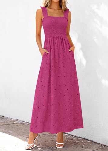 Image of KIRUNDO Summer Lace Dress for Women Eyelet Maxi Sundress