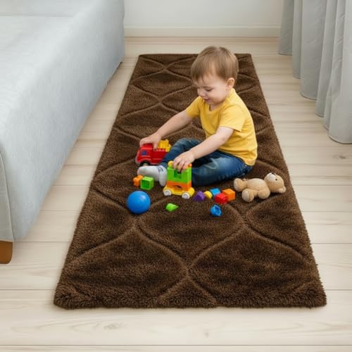 Image of Fluffy Silky Micro Fiber Polyster Carpet /Runner for Bedroom, Study Room, Playing Room, Guest Room ETC. 3x5 feet Feet, (P-9)