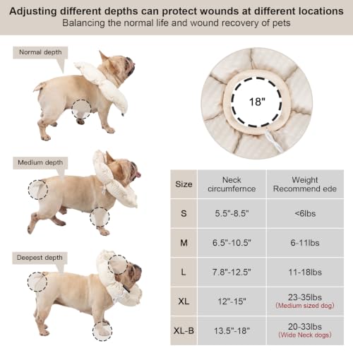 Image of H HIDREAM Dog Cone Collar Stress-Free Recovery Cone Alternative: Adjustable Depth & Diameter for Wide-Neck Dogs (Pugs, Bulldogs, Bullies) Egg White XL-B
