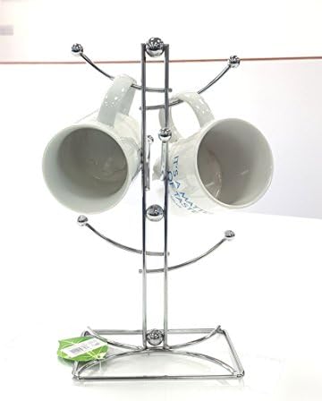 Stylish 6/8 Cup OR Banana Mug Tree Chrome Wire Stand Holder for Home BAR Restaurants (6 Cup Tree)
