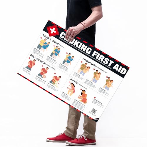 Image of Choking First Aid Poster - Heimlich Maneuver Guide for Adults, Children & Infants, Emergency Choking Response Chart for Workplace Safety Training, Waterproof Tear-Resistant