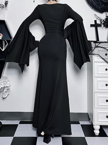 LANSHULAN Gothic Bat Sleeve Fishtail Slim Fit Goth Dress Clothes4