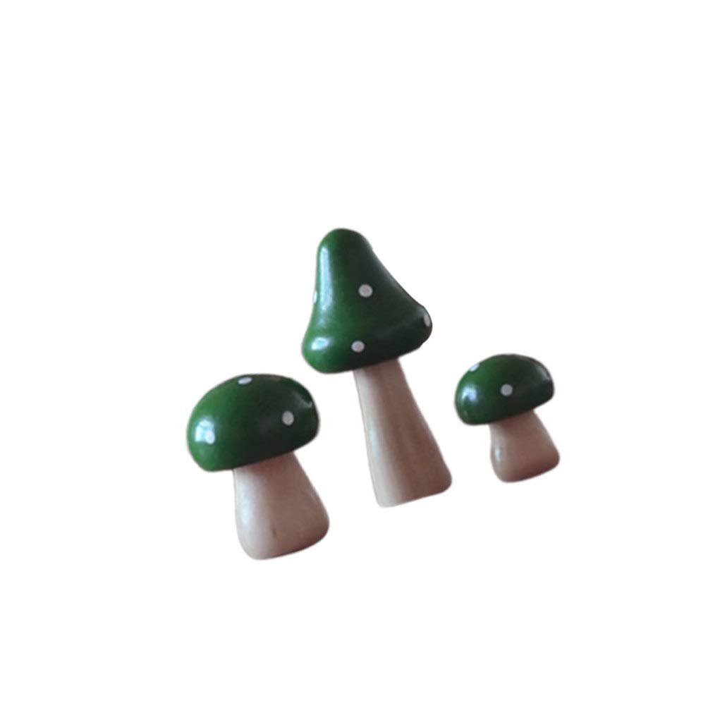 HEALLILY 3pcs Mushroom Miniature Xmas Miniature Fairy Garden Artificial Plants Resin Mushrooms Dollhouse Plant for DIY Garden Ornament Moss Micro Landscape Decoration Green